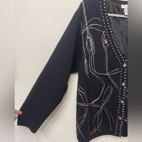 Great Cavalier by St.Paul Beaded and Embroidered Wool Button Up Cardigan - Picture 5 of 6